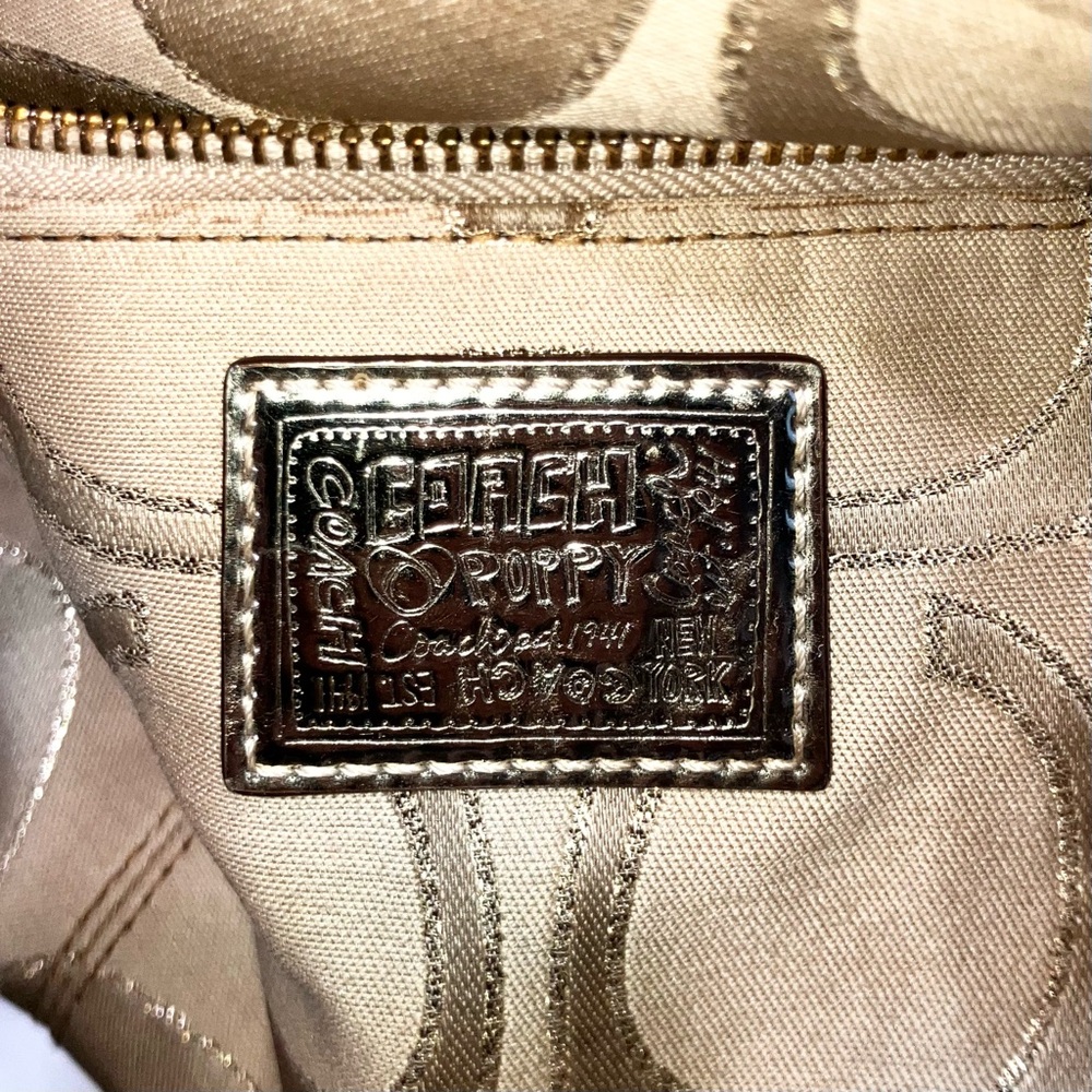 VTG Y2K COACH Poppy Glam Tote Bag in Gold Metallic Beige Clear Hang Tag 17890 - Picture 12 of 16